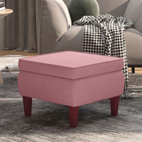 vidaXL Stool with Wooden Legs Pink Velvet