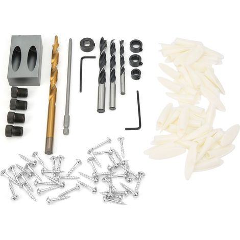 Kit 15° Foret Guide Perçage Oblique, Gabarit de Perçage Bois, Poinçon Menuiserie, Outillage Perceuse (1/5)