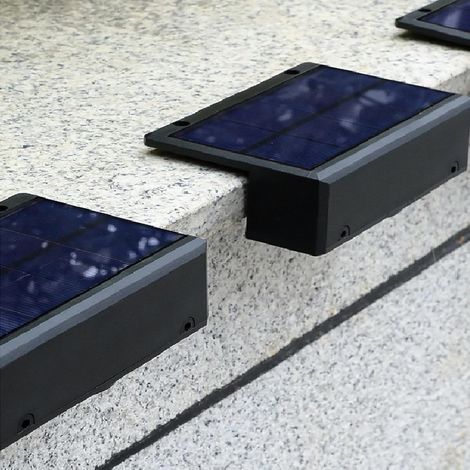 Lot de 4 lampes solaires d'extérieur - IP65 - Étanche - Avec 2 modes d'éclairage - Pour escaliers extérieurs, pont, clôture, arrière-cour, patio, jardin, chemin (1/4)