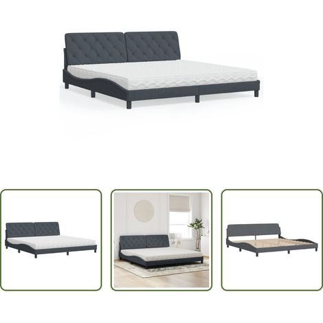 Samtbett - Bett mit Matratze Dunkelgrau 200x200 cm Samt (1/5)