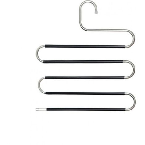 Percha antideslizante para pantalones - Ahorra espacio - 36 x 30,5 cm - Acero inoxidable, Perchas - Ideal para organizar tu armario - Negro (1/5)