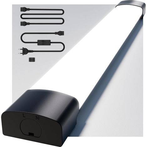 Antenlicht-Lot de 5 Réglette LED étanche Noir 40cm 16W 5000K,IP65,Éco 70%,PC,Tube LED pour Garage Atelier Entrepôt Couloir [Classe E]