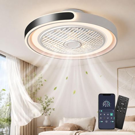 Plafonnier ventilateur LED 7000 lm, Ventilateur de plafond avec éclairage dimmable 3000K-6000K, 49 cm, Moteur DC 70W, Télécommande, Minuterie,Noir (1/5)