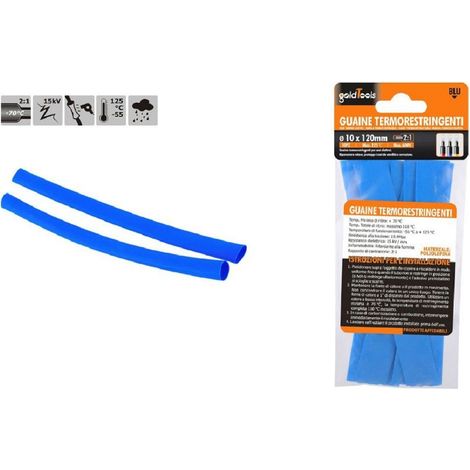 Kaela - Set 10 Pz Guaine Termorestringenti Termoretrattili Blu 10x120 Mm Per Cavi 57080 - (1/2)