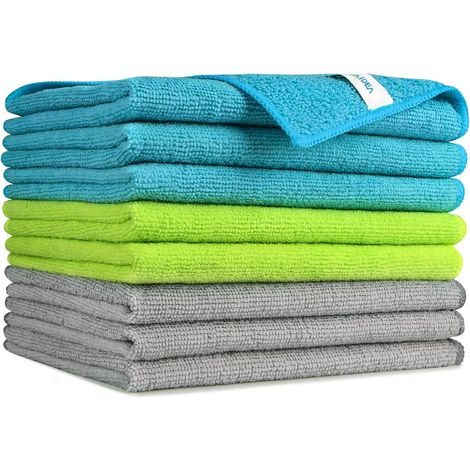 Chiffons de nettoyage en microfibre - Lot de 8, chiffons doux et absorbants en microfibre, lingettes de nettoyage non pelucheuses et sans traces