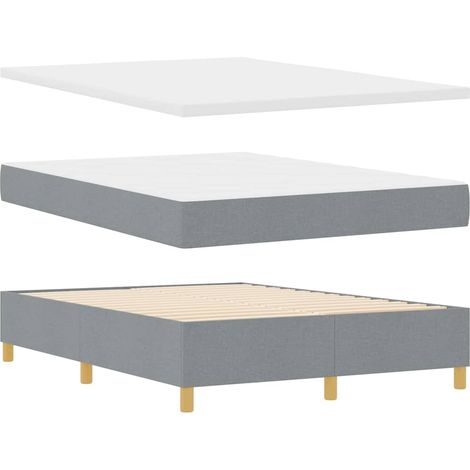 vidaXL Cama con Canapé con Colchón y Banco Gris Claro 140x190 cm Tela (1/5)