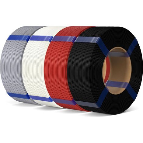 Filament PLA Basic Refill 1,75 mm Noir/Blanc/Gris/Rouge 4KG, Filament PLA 3D Sans Bobine Précision Dimensionnelle ±0,02 mm, Recharge Écologique pour Bobine Réutilisable (1/5)