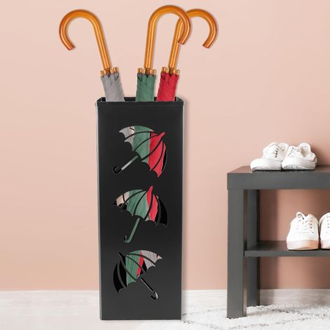 Porte-Parapluie au Design Moderne, étanche et antirouille, en métal, pour extérieur/intérieur, Design pour Maison, Bureau, Couloir, entrée, 42 x 16 x 16 cm (Noir) (1/5)
