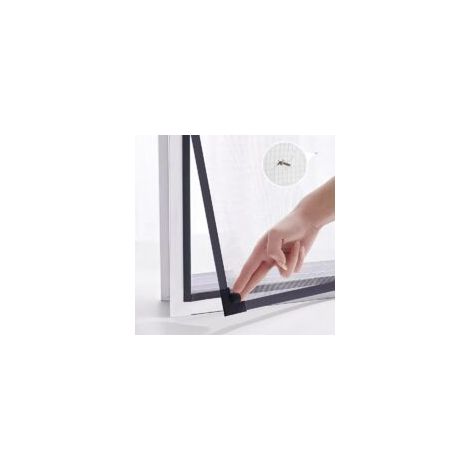 Mosquitera magnética ajustable para ventanas, tamaño máximo 80 x 120 cm, compatible con cualquier malla de fibra de vidrio más pequeña con marco gris - Crezuo