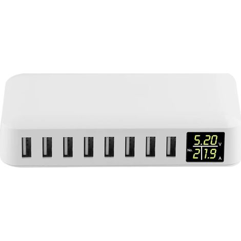60W 8 Ports USB Chargeur Rapide QC3.0 HUB Intelligent Charge Rapide LED Affichage Multi USB Station De Charge Téléphone Portable Bureau Maison Sécurité Rapide