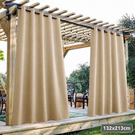 ROSNEK PatioGuard Rideau extérieur imperméable anti-accrocs à œillets 132 x 213 cm semi-occultant Beige 1 panneau