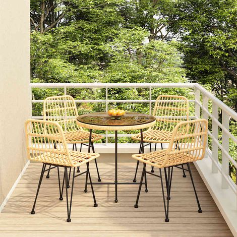 Ensemble Table et Chaises de Jardin 5 pcs - Ensemble Table à manger + 4 chaises Résine tressée BV941477 - BonneVie (1/5)