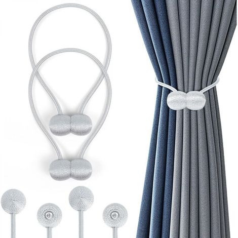 Curtain tiebacks, 2 magnetic clips, curtain ties, curtain clips, curtain tiebacks, curtain tiebacks for home or office decoration, gray