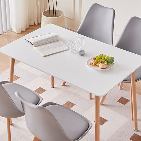 Wokaka Set Tavolo e Sedie da Pranzo - Stile Scandinavo - Tavolo 110 cm Bianco - 4 Sedie (Grigio)