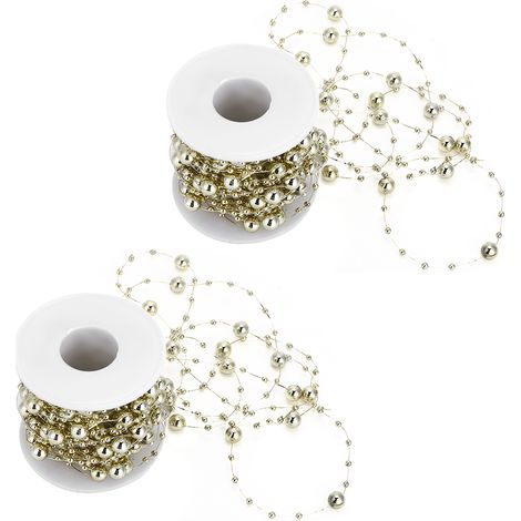 Stück ABS Fünfzackige Sternperlenkette für Hochzeits-, Brautstrauß- und Weihnachtsdekoration (Goldene Perlen, 10 m Rolle) (1/5)