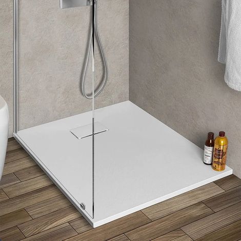 Piatto doccia in resina 80x100 serie Agorà bianco pietra su misura (1/5)