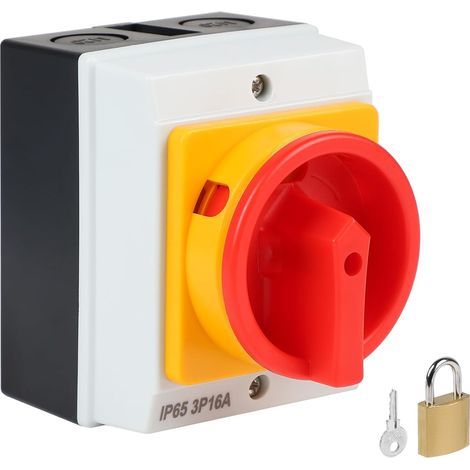 Interrupteur Principal 3 Pôles, Interrupteur Rotatif avec Boîtier pour Connecter Interrupteurs et Séparer Petits Circuits,IP65, 16A (1/5)