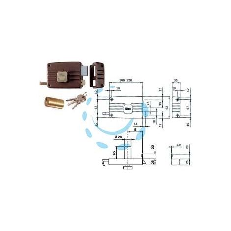 SERRATURA APPLICARE PORTE IN LEGNO POMOLO INTERNO CIL.FISSO 411/412 - mm.50 SX 2 mandate (412502)