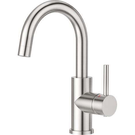 1 Robinet Cuisine Acier Inoxydable, Bec Haut Pivotant 360°, Aérateur Économie Eau, Pour Salle de Bain (1/5)