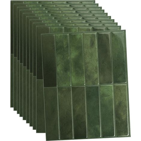 autocollants pour carrelage - Films adhésifs carreaux muraux décoration murale 10 29 x 23 cm 1mm Vert (1/5)