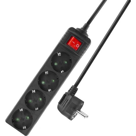 Bloc multiprise avec Interrupteur Lumineux, 4 Prises, câble de 2 m (1/5)