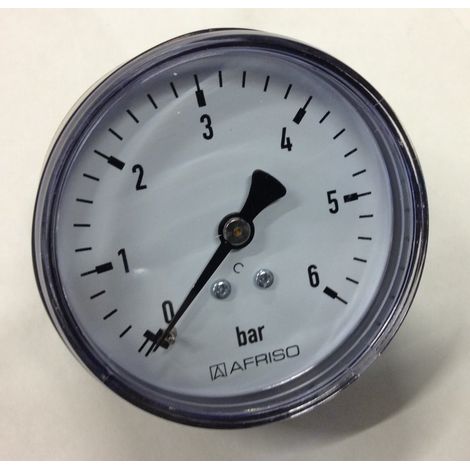 Manomètre de chauffage RF 63 AX, fi 63 mm, 0-6 bar, 1/4 pouce ax, classe 2,5 horizontal (1/5)