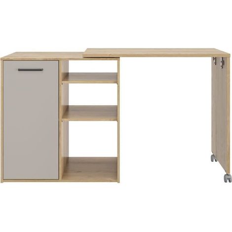 ALPAGA - Ilot pivotant - 1 porte - 156 x 60 x 88 cm - Chene Silva / Grege - GAMI (1/5)