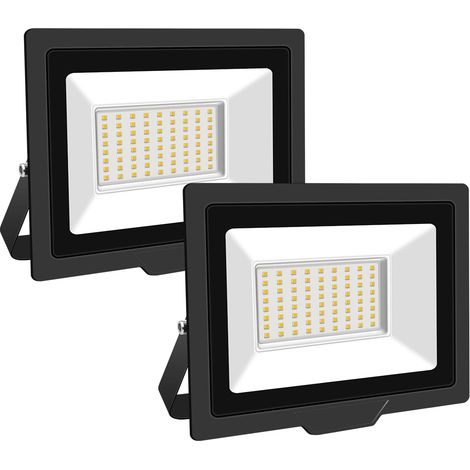 50W Projecteur LED Extérieur 2 pièce,5000LM Projecteur LED IP67 Etanche Spot LED Extérieur,6000K Blanc Chaud Projecteur Exterieur LED,Projecteur Extérieur pour Cour Jardin Garage Terrasse (1/5)