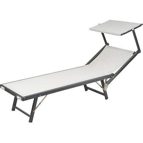 LETTINO SPIAGGIA ALLUMINIO PESANTE C/PARASOLE BIANCO PAPILLON
