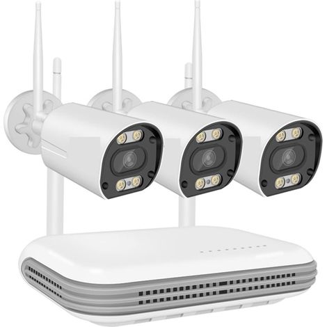 Système de caméra de sécurité à domicile Kit de caméra Wifi sans fil 3MP Audio bidirectionnel AI détection de visage caméra de sécurité extérieure 8CH NVR système de Surveillance vidéo ( Size : None , (1/5)