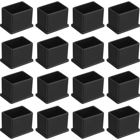 26 Embouts de pieds carrés, PVC noir 30x20mm, Antidérapants, Protection sol, Pour meubles intérieur et extérieur (1/5)
