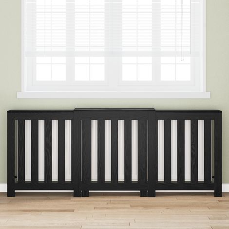 Heizkörperabdeckung Schwarz Eichen-Optik 205 x 21,5 x 83,5 cm