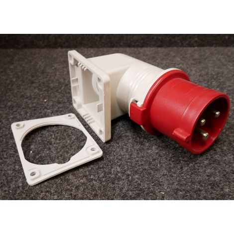 Prise socle encastrée 2P+T 32A 32A mâle rouge 380-415V 50-60Hz inclinée 9h étanche IP44 EUREKA (1/2)
