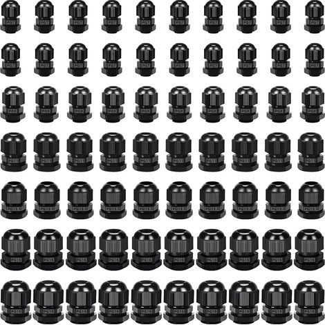 70 Pièces Presse-étoupes Étanches, Presse-étoupes Réglables avec Contre-écrou pour Maison/Jardin/Éclairage Extérieur Câble - PG7/ PG9/ PG11/ PG13.5/ PG16/ PG19 (1/5)