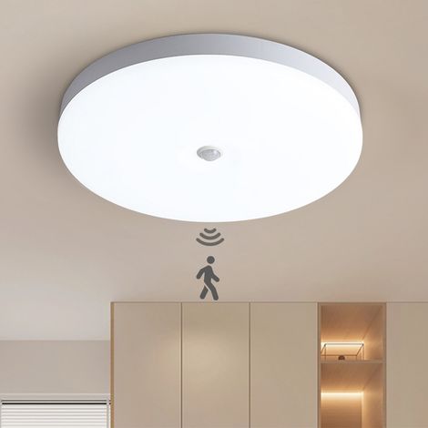 ROSNEK Plafonnier LED intérieur avec détecteur de mouvement 18W Ø22 cm lumière froide 6000K Blanc (1/5)