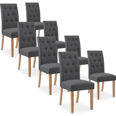 Lot de 8 chaises capitonnées Gaya tissu gris (1/4)