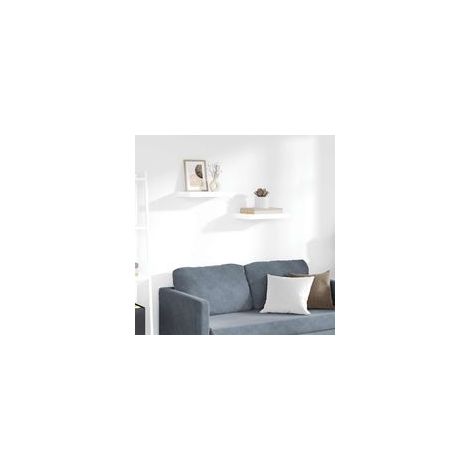 Mensole sospese, set da 2, bianco lucido, 40 x 23 x 3,8 cm, MDF-Crezuo