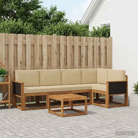 vidaXL Outdoor-Sofagarnitur 6 pcs Natur und Beige Massivholz Akazie (1/5)