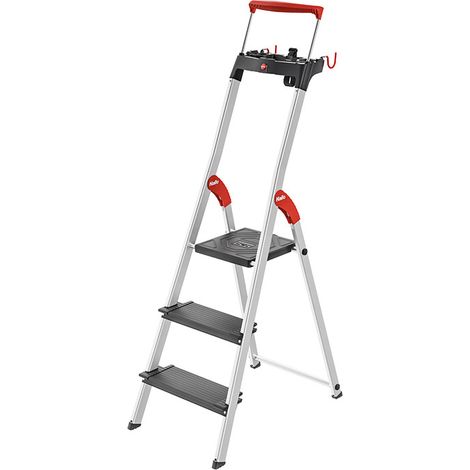 Escabeau de sécurité pliable en aluminium 3 marches larges Hailo L100 (1/10)