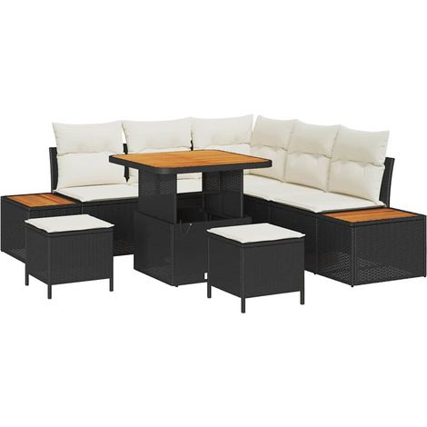 Maison Exclusive - Gartensofa-set mit Kissen 8 pcs Schwarz Poly R