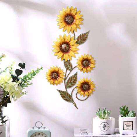 royaluxe-Décoration Murale de Fleur en Métal,Tournesol Decoration Murale Jardin Exterieur,Pour Intérieur ou Extérieur,Maison,Jardin,Cour,Terrasse,Clôture (1/5)