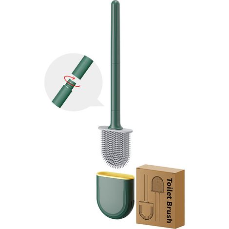 Ensemble brosse et support de toilette en silicone, fixation murale, adapté aux salles de bains des camping-cars, caravanes et fourgons aménagés. (1/5)