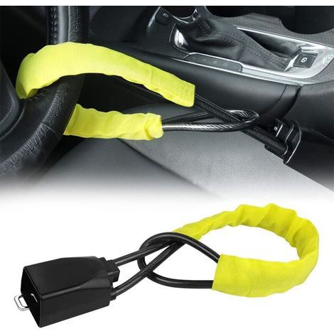 (Jaune)Antivol Voiture Serrure Volant Bloque, Anti Vol Auto Sécurité, Universel Protection Antivol de Vol Véhicule Campingcar Van Camion SUV Robuste, Ajustement Universel, 2 Clés (1/5)