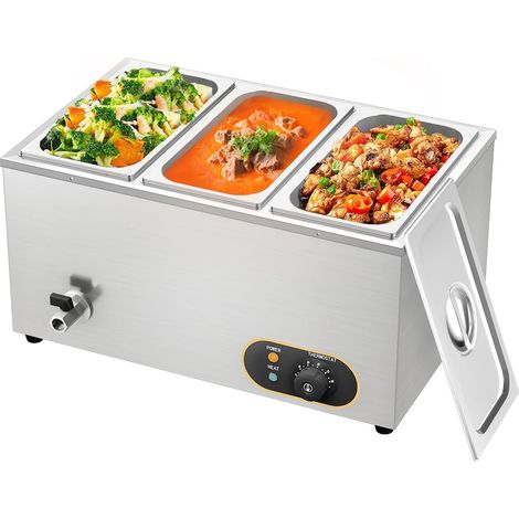 Bain Marie Électrique en Acier Inoxydable 1500W, 3X 1/3 GN Récipients avec Couvercle,Température réglable 30°C - 85 °C, Chauffe-Plats Buffet (1/5)