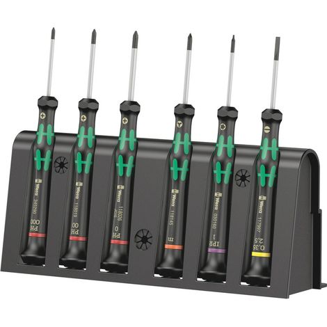 Wera 2050/6 Elektronik- u. Feinmechanik Schraubendreher-Set 6teilig Schlitz, Kreuzschlitz Phillips, (1/5)