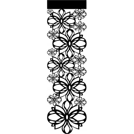 Tenda verticale apribile A35, paravento decorativo moderno con motivi floreali primaverili, 26 x 90 cm, nera