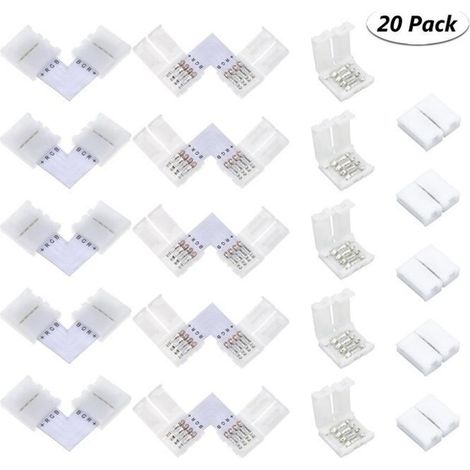 20 Pcs Connecteur de bande de LED, Connecteur ruban LED SMD 5050 3528 de couleur unique imperméable et non-imperméable