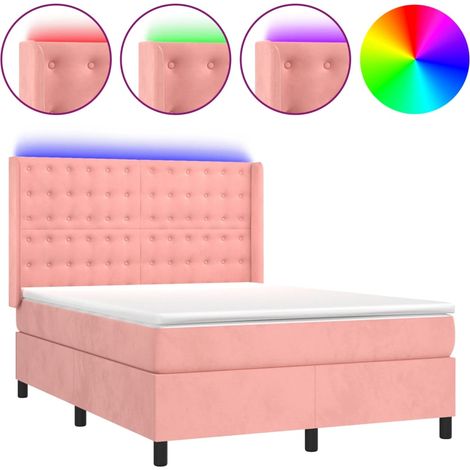 Maison Exclusive - Boxspringbett mit Matratze & LED Rosa 140x200 (1/5)