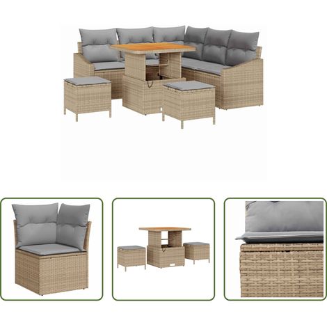 Canapé en poly rattan - Ensemble de canapé de jardin 8 pcs Beige Poly rotin (1/5)