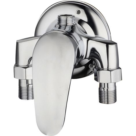 Robinet mitigeur de douche mural en laiton pour salle de bain à levier unique pour eau froide et chaude chromé (1/5)